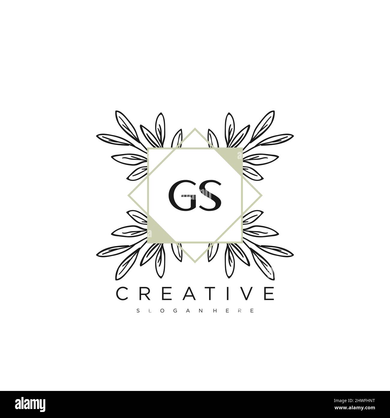 GS Initial Letter Flower Logo Template vettore premium Illustrazione Vettoriale