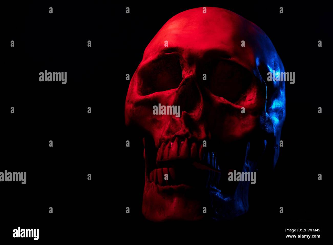Cranio con gel colorati, giorno dei morti, tradizioni messicane. Foto Stock