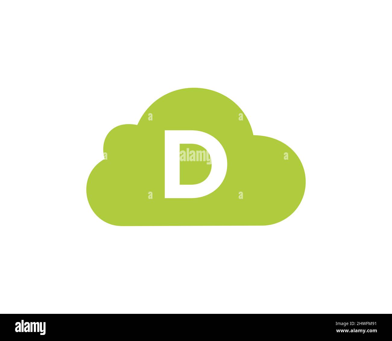 Design del logo cloud su lettera D. Modello vettoriale del logo Cloud lettera D iniziale con sfondo bianco Illustrazione Vettoriale