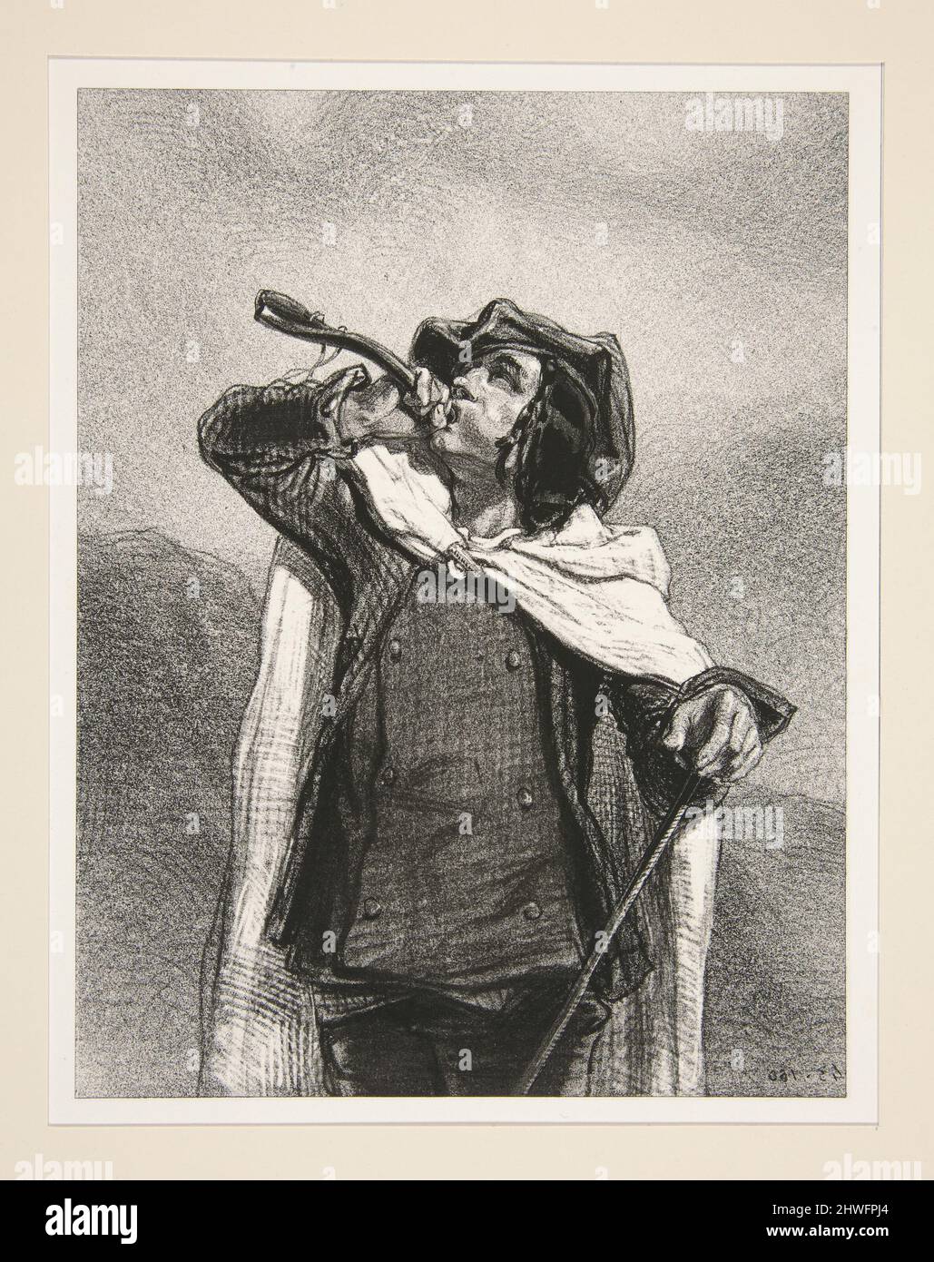 LE CORNET DU PASTEUR dans les Pyrenees. Artista: Paul Gavarni, francese, 1804–1866 Foto Stock