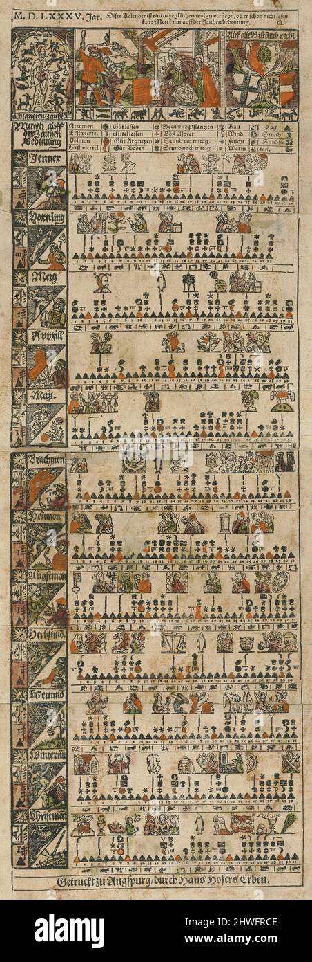 Calendario degli agricoltori. Artista: Sconosciuto Editore: Hans Hofer, Svizzero, attivo 1580 Foto Stock