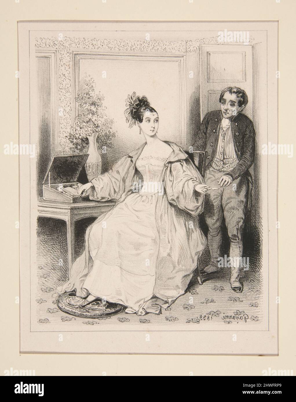 (LA REPONSE.). Artista: Paul Gavarni, francese, 1804–1866 Foto Stock
