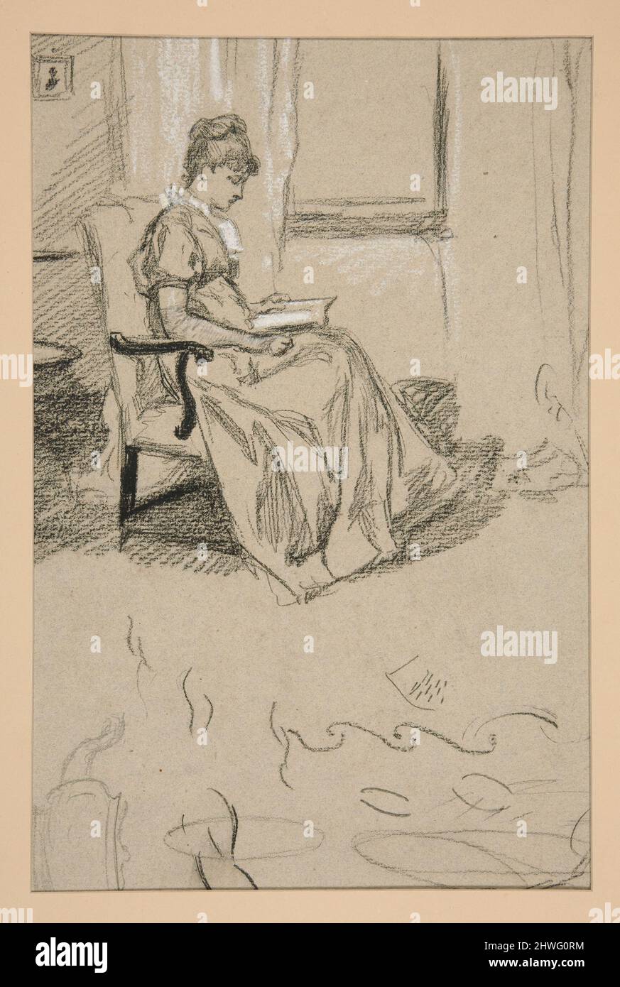 Ritratto della Signora Abbey, lettura. Artista: Edwin Austin Abbey, americano, 1852–1911, M.A. (HON.) 1897 Foto Stock