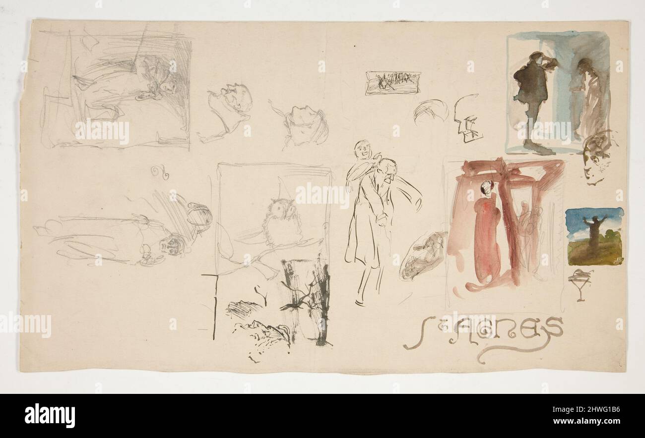 Foglio di studi. Artista: Edwin Austin Abbey, americano, 1852–1911, M.A. (HON.) 1897 Foto Stock