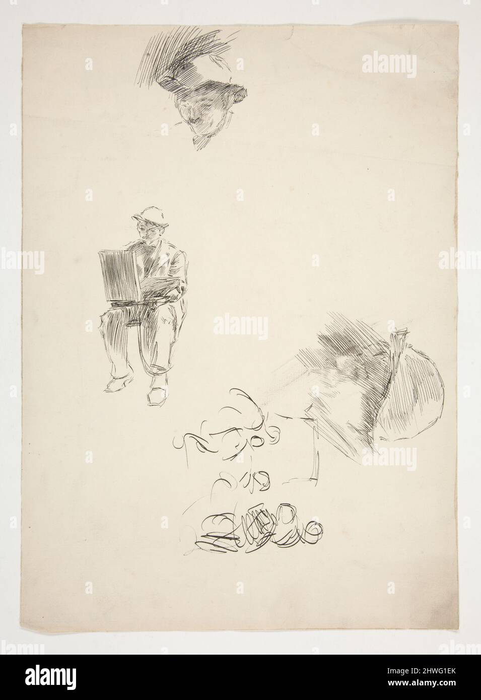 Studi di un artista, schizzi. Artista: Edwin Austin Abbey, americano, 1852–1911, M.A. (HON.) 1897 Foto Stock