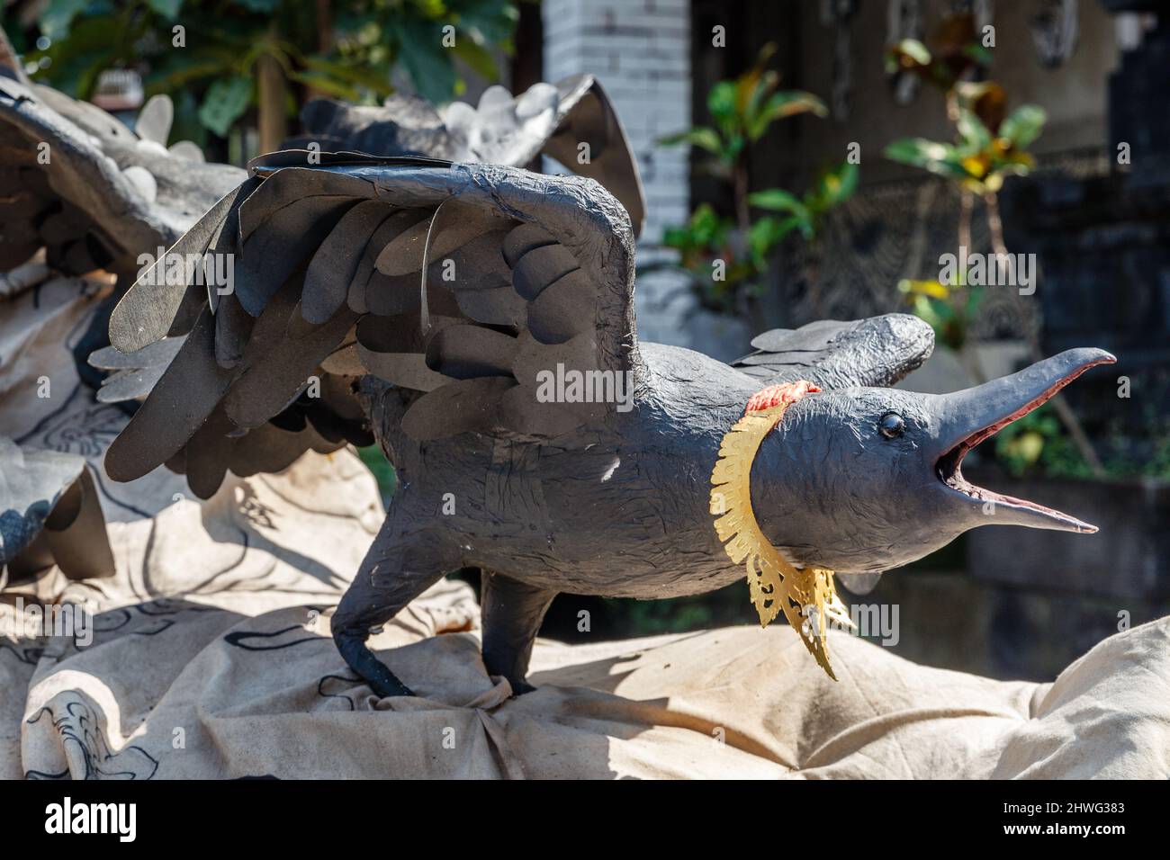 Ogoh-Ogoh, statua del demone fatta per la parata di Ngrapuk condotta alla vigilia del giorno di Nyepi, capodanno indù balinese. Dettagli. Foto Stock