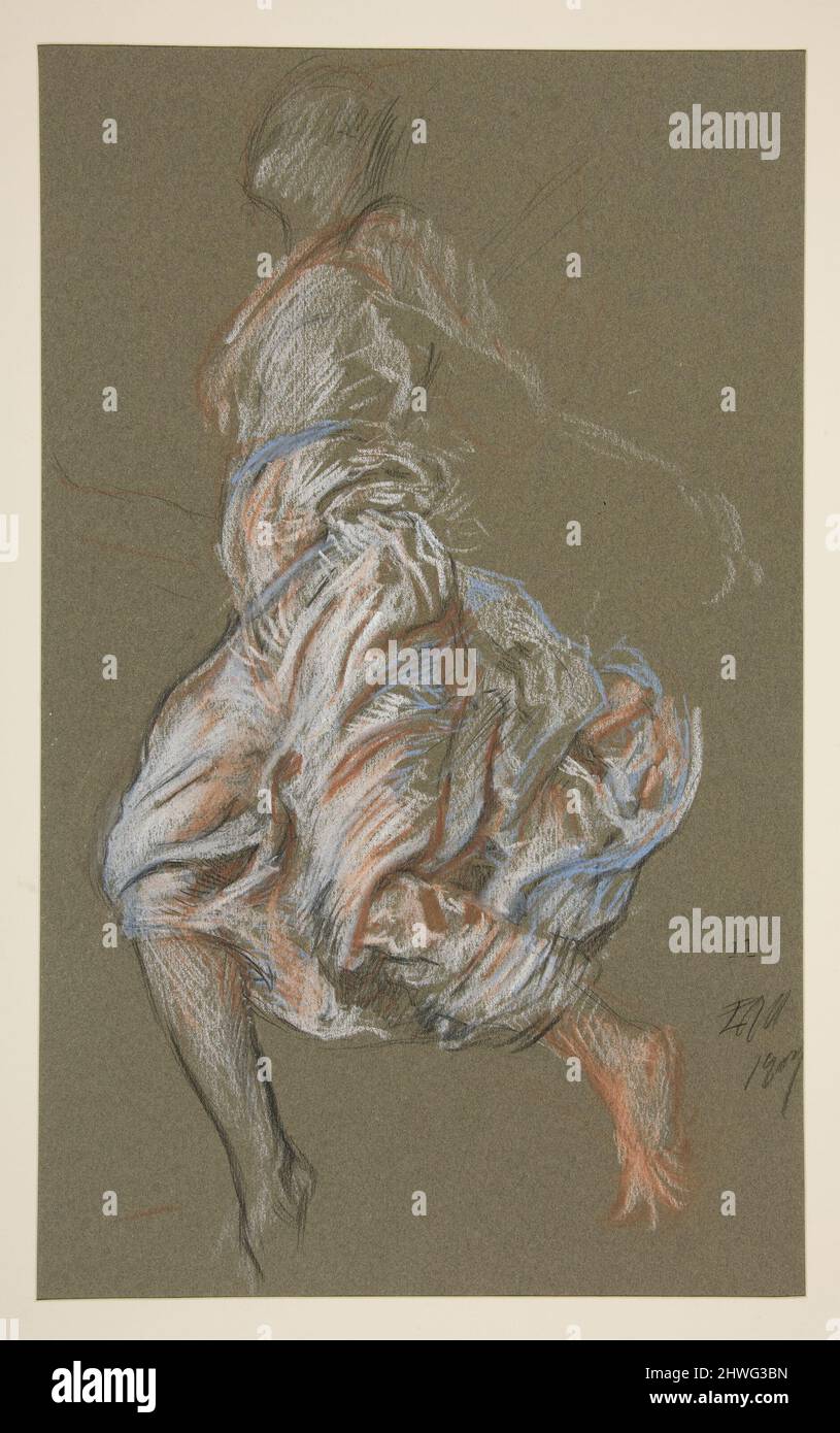 Studio per la figura di 11 am nel soffitto "le ore" presso l'edificio del campidoglio di Harrisburg, Pennsylvania. Artista: Edwin Austin Abbey, americano, 1852–1911, M.A. (HON.) 1897 Foto Stock