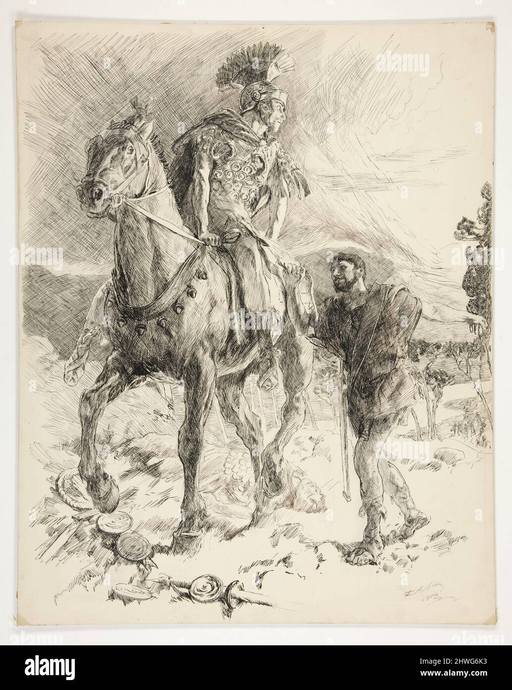 Cassius: “O guarda Titinius” atto V, scena III, Giulio Cesare. Artista: Edwin Austin Abbey, americano, 1852–1911, M.A. (HON.) 1897 Foto Stock