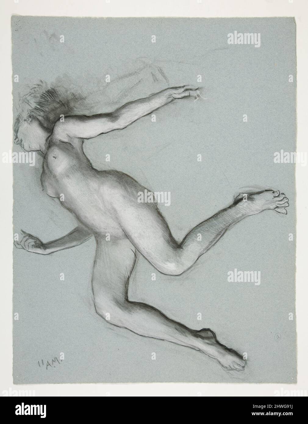 Studio per la figura delle 11 per il soffitto "le ore" presso l'edificio del campidoglio di Harrisburg, Pennsylvania. Artista: Edwin Austin Abbey, americano, 1852–1911, M.A. (HON.) 1897 Foto Stock