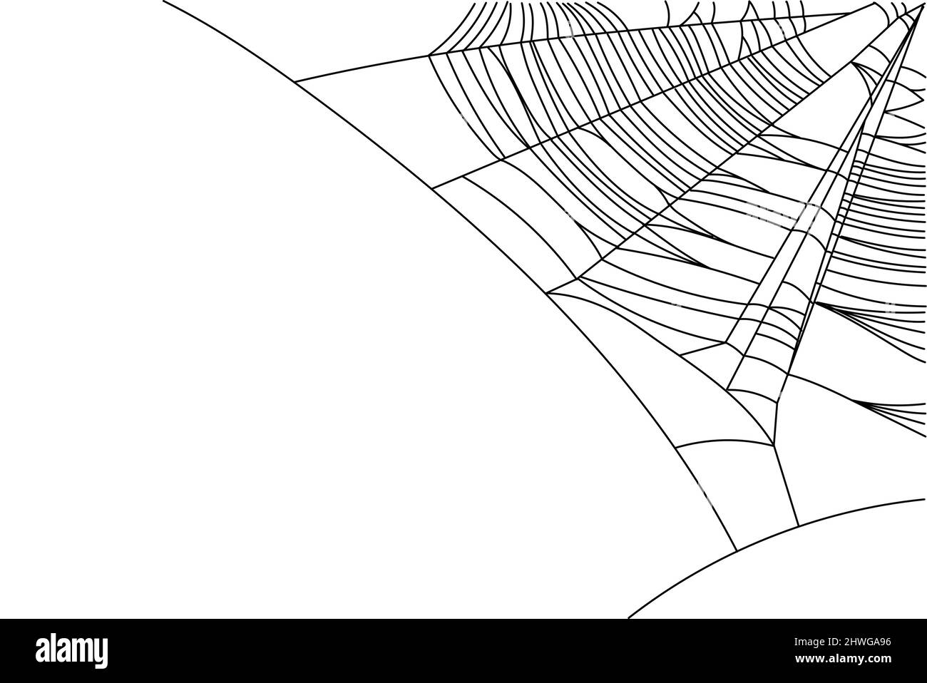 Le parti di ragnatela sono isolate su sfondo bianco. Spaventoso profilo di cobbweb decor. Elementi vettoriali di design per Halloween, horror, fantasma o mostro party, inviti e poster. Illustrazione Vettoriale