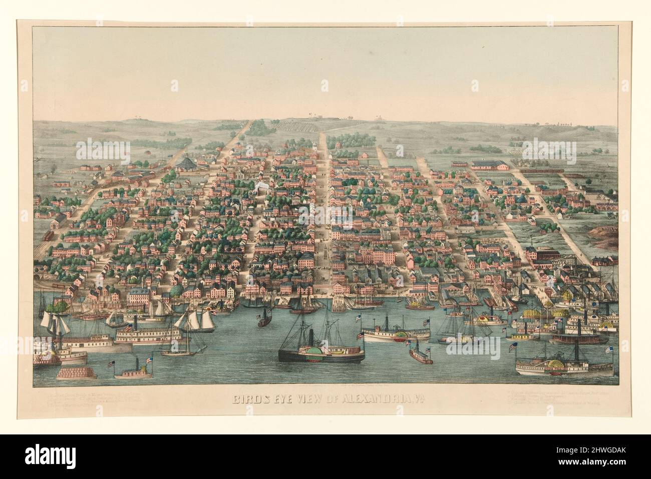 Vista panoramica di Alexandria, Virginia. Litografo: Sconosciuto Foto Stock