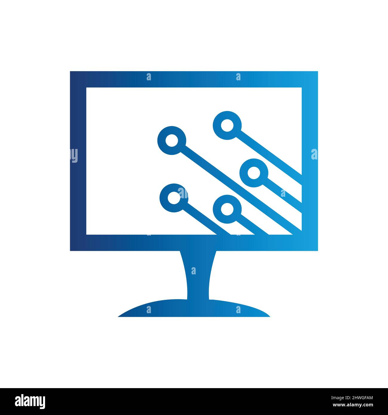 Logo per la riparazione del computer. Vettore del logo del servizio computer. Tecnologia notebook, icona tecnica. Illustrazione Vettoriale
