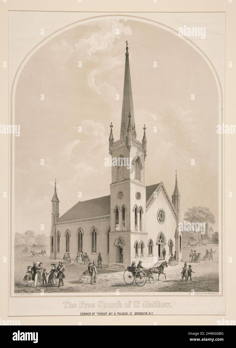 La Chiesa libera di San Matteo. Litografo: Sarony, Major & Knapp, New York, fondata ca. 1846 Foto Stock