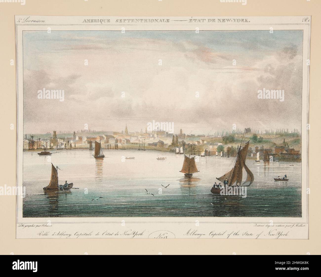 Albany - capitale dello Stato di New York. Dopo: Jacques Gerard Milbert, francese, 1766–1840 Foto Stock