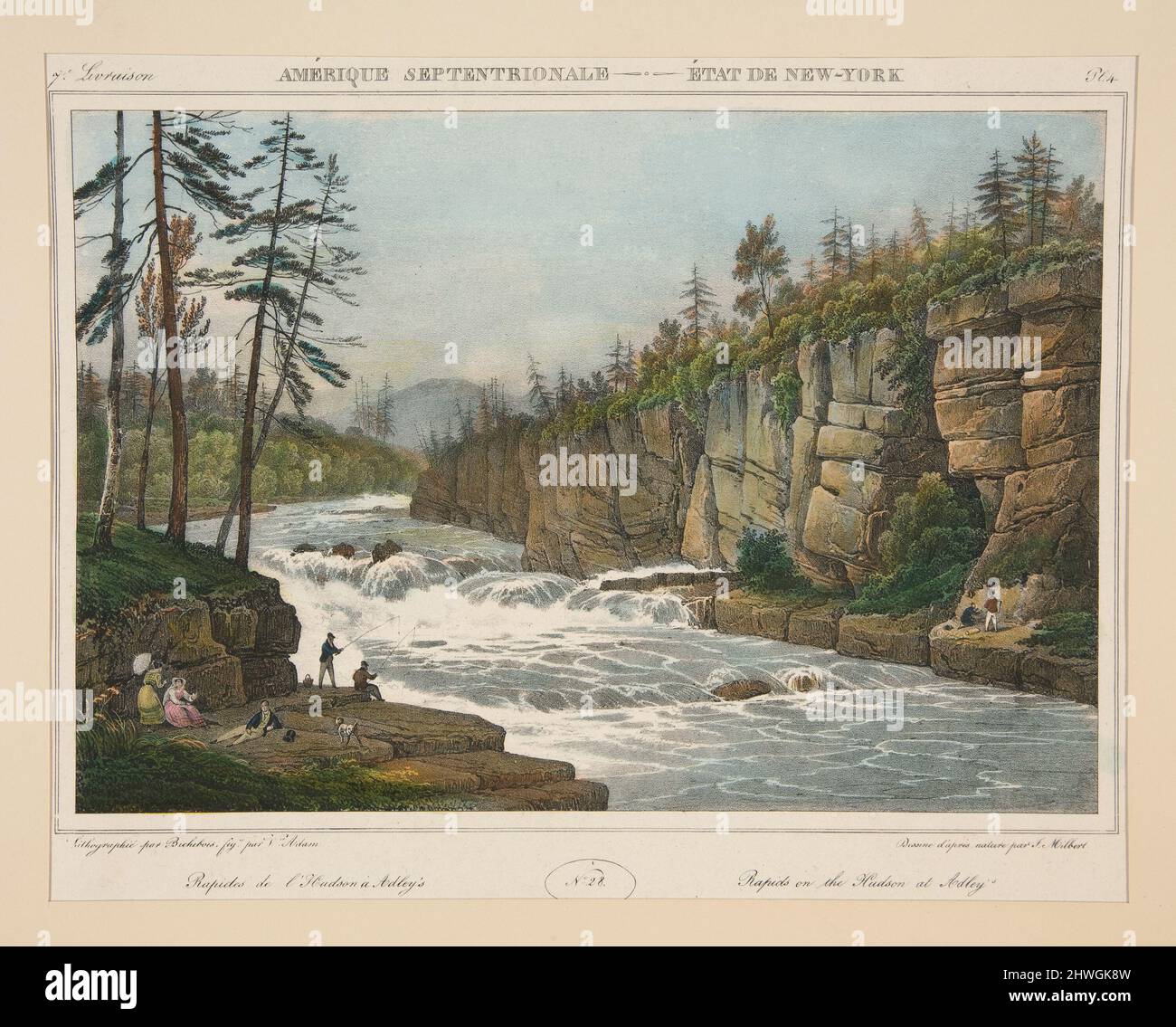 Rapide sull'Hudson di Adley. Dopo: Jacques Gerard Milbert, francese, 1766–1840 Foto Stock