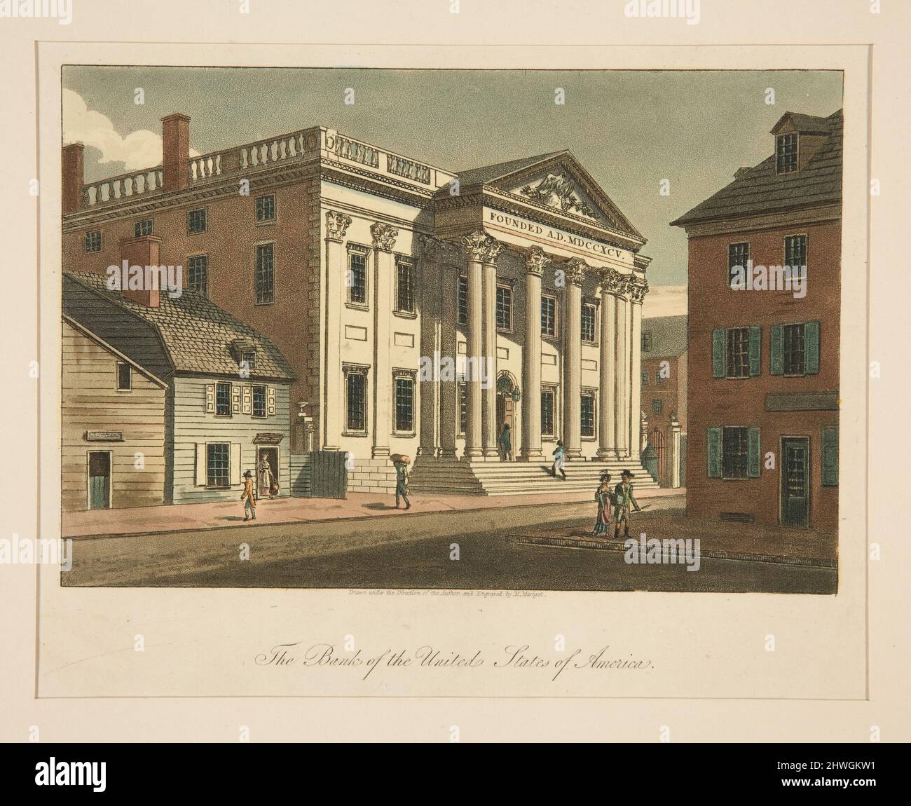 La Banca degli Stati Uniti d'America (Philadelphia). Etcher: M. Marigot, britannico, attivo 19th centuryEditore: James Cundee, britannico, attivo 1799–1833 Foto Stock