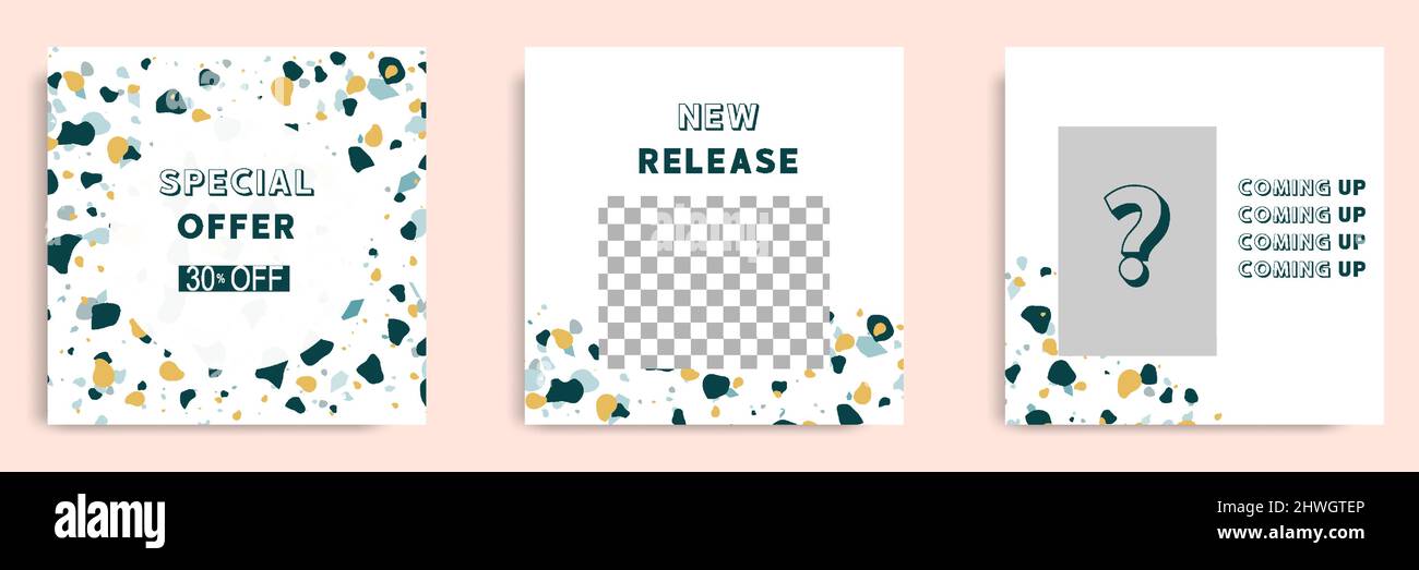 Set collezione di colorati social media post vendita modello di promozione sconto banner. Con motivi senza giunture terrazzo, moderno minimalista alla moda ab Illustrazione Vettoriale