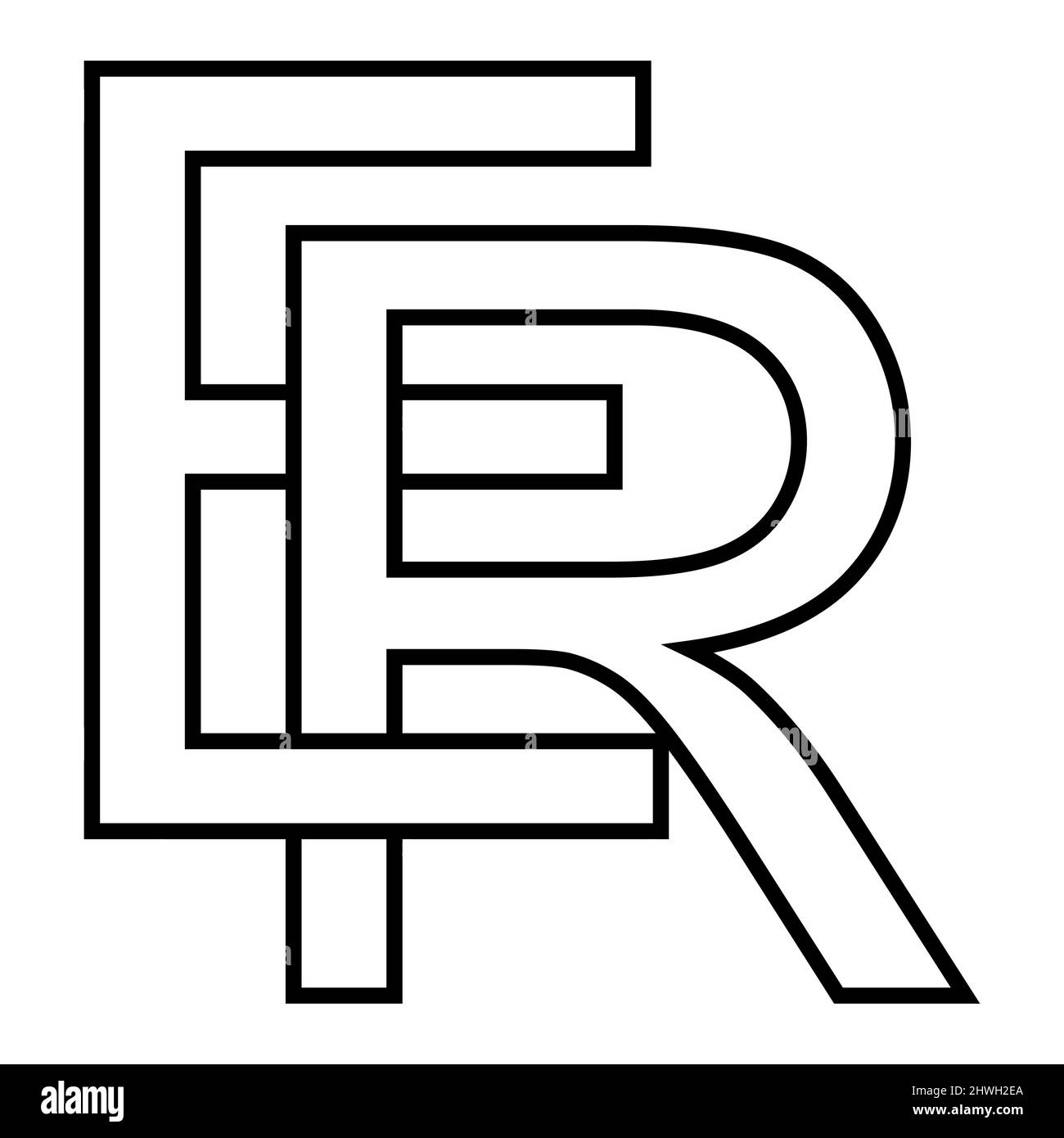 Icona logo sign er re, lettere interlacciate nft e r Illustrazione Vettoriale