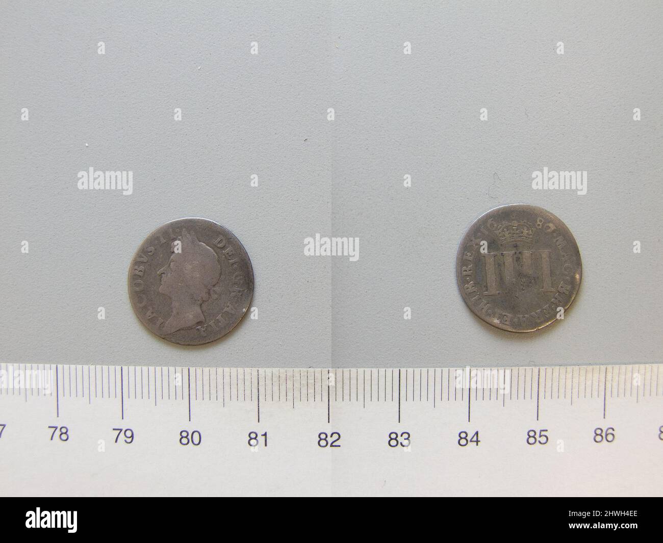 4 Pence di Re Giacomo II da Londra. Regolo: Giacomo II, Re d'Inghilterra, Inglese, 1633–1701, regnò 1685–88 Mint: London artista: Sconosciuto Foto Stock