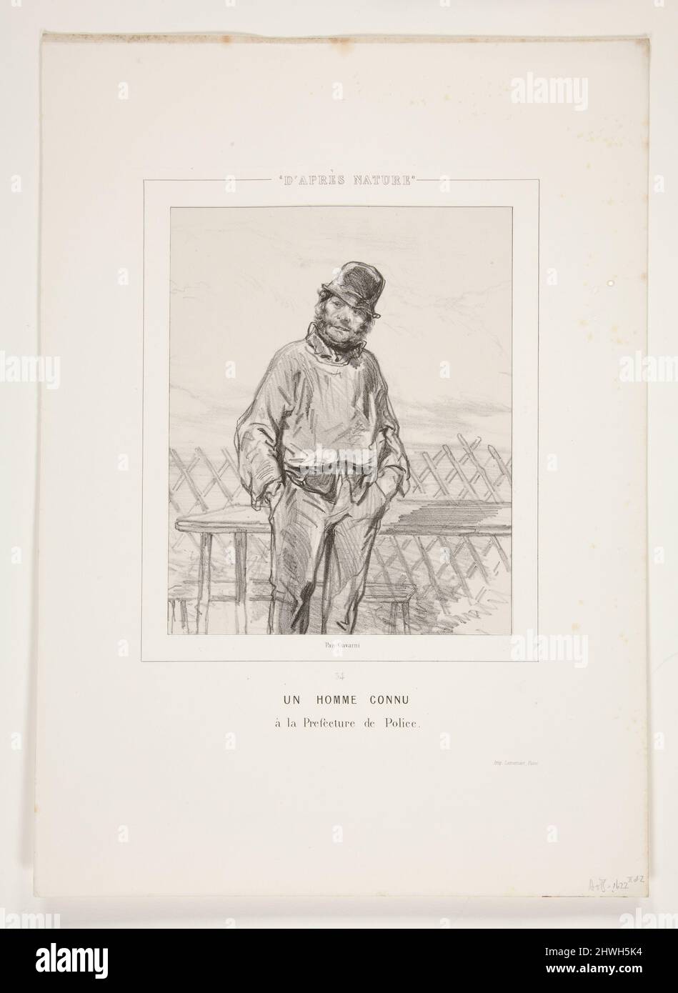 Un homme connu a la prefettura di polizia.. Artista: Paul Gavarni, francese, 1804–1866 Foto Stock