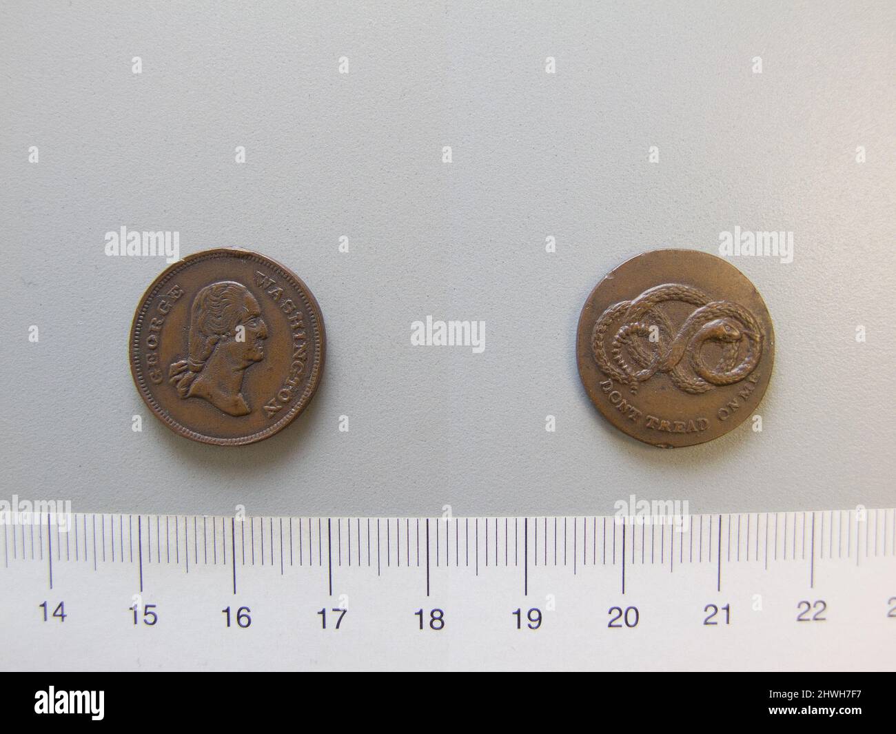 Token di George Washington, non camminare su Me. Artista: Sconosciuto oggetto: George Washington, americano, 1732–1799, LL.D. 1781 Foto Stock