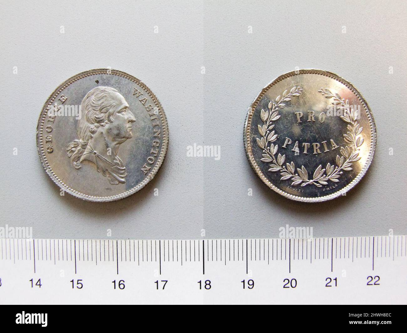 Medaglia di Pro Patria. Artista: Robert Lovett Jr., americano, 1818–1878Honorand: George Washington, americano, 1732–1799, LL.D. 1781 Foto Stock