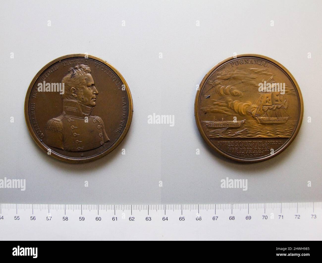 Medaglia di William Bainbridge. Impegno tra la Costituzione e il Giava. Artista: Moritz Furst, ungherese, 1782–1840 Foto Stock