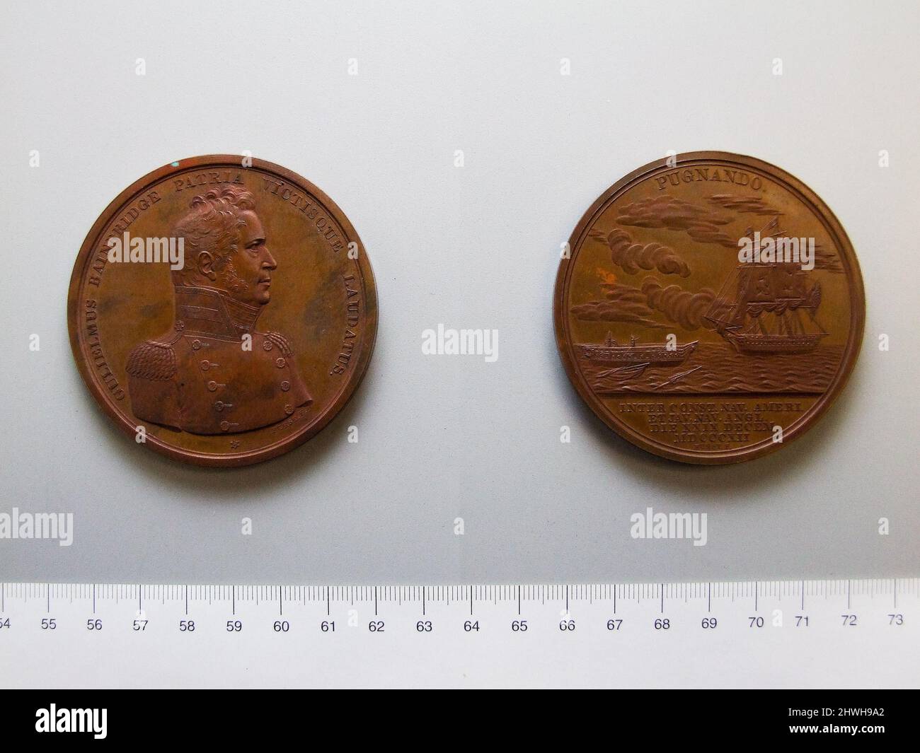 Medaglia di William Bainbridge. Impegno tra la Costituzione e il Giava. Artista: Moritz Furst, ungherese, 1782–1840 Foto Stock