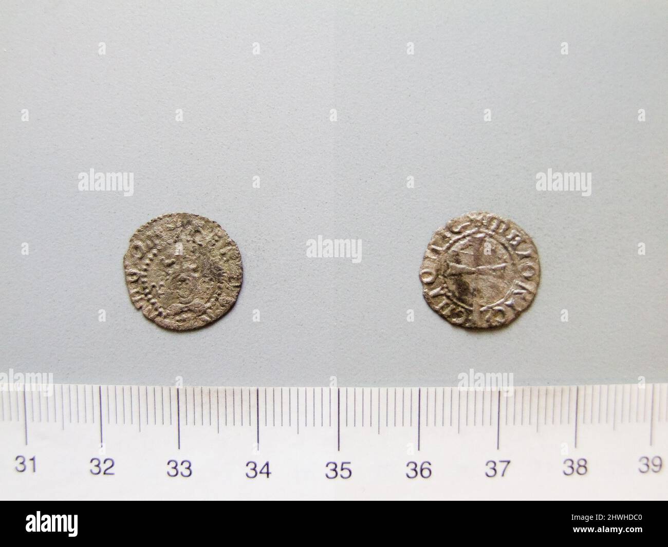 1 Denier di Ferdinando V, re di Spagna da Maiorca. Regolo: Ferdinando V, Re di Spagna, Spagnolo, 1451–1516 Mint: Maiorca artista: Sconosciuto Foto Stock