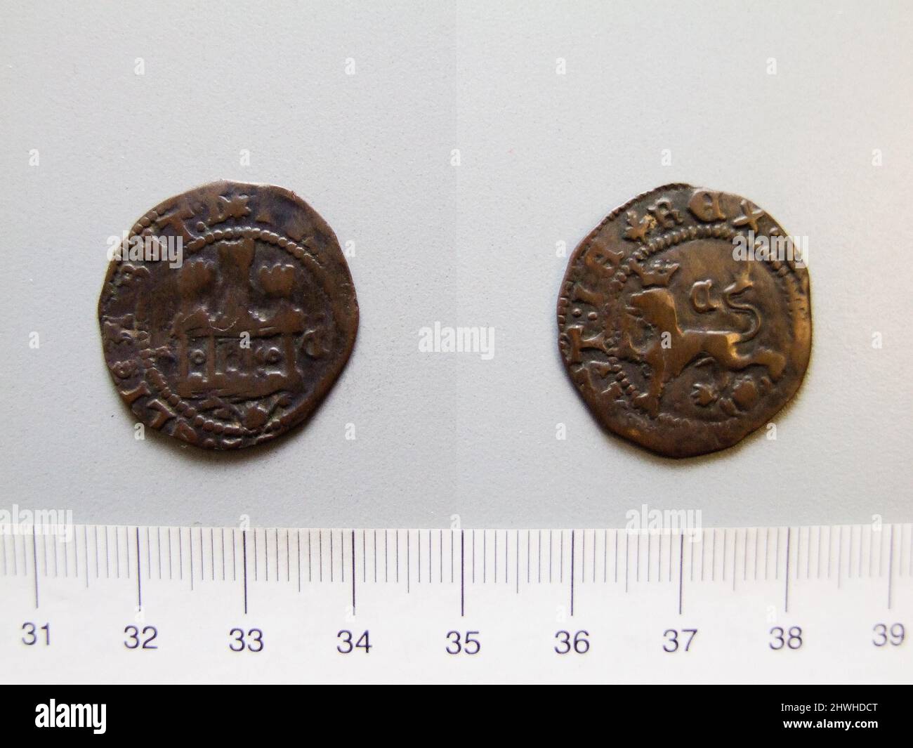 Quarto di Ferdinando V, re di Spagna; Isabella i, regina di Spagna di Cuenca. Regnante: Ferdinando V, Re di Spagna, Spagnolo, 1451–1516Ruler: Isabella i, Regina di Spagna, Spagnolo, 1451–1504, governato 1474–1504 Mint: Cuenca, Spagna artista: Sconosciuto Foto Stock