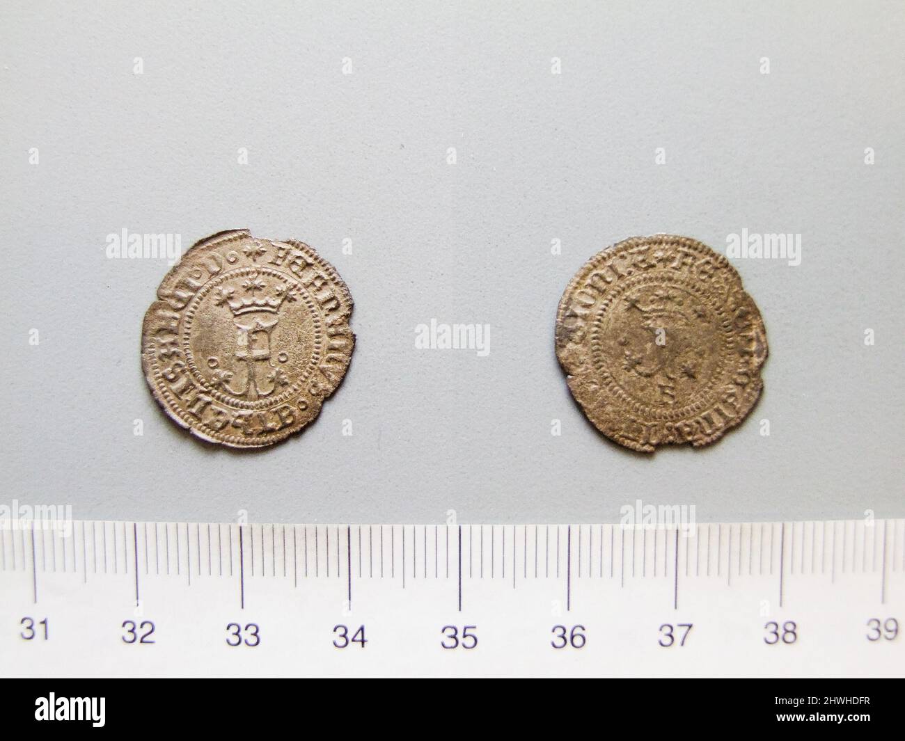 Blanca di Ferdinando V, re di Spagna; Isabella i, regina di Spagna da Burgos. Regnante: Ferdinando V, Re di Spagna, Spagnolo, 1451–1516Ruler: Isabella i, Regina di Spagna, Spagnolo, 1451–1504, governato 1474–1504 Mint: Burgos artista: Sconosciuto Foto Stock