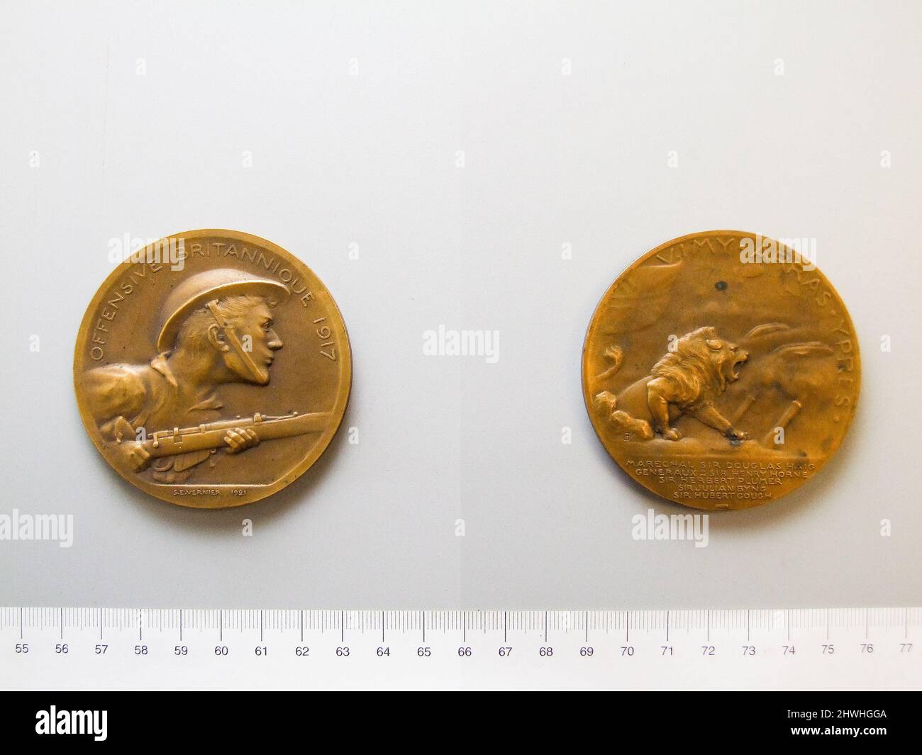 Medaglia commemorativa dell'offensiva britannica del 1917. Mint: Consiglio di Entrate artista: Émile-Séraphin Vernier, francese, 1852–1927 Foto Stock