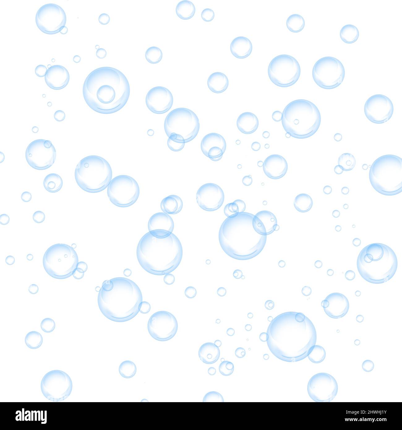 Illustrazione astratta della bolla d'acqua. Bolle d'acqua o di sapone su sfondo bianco. Foto Stock
