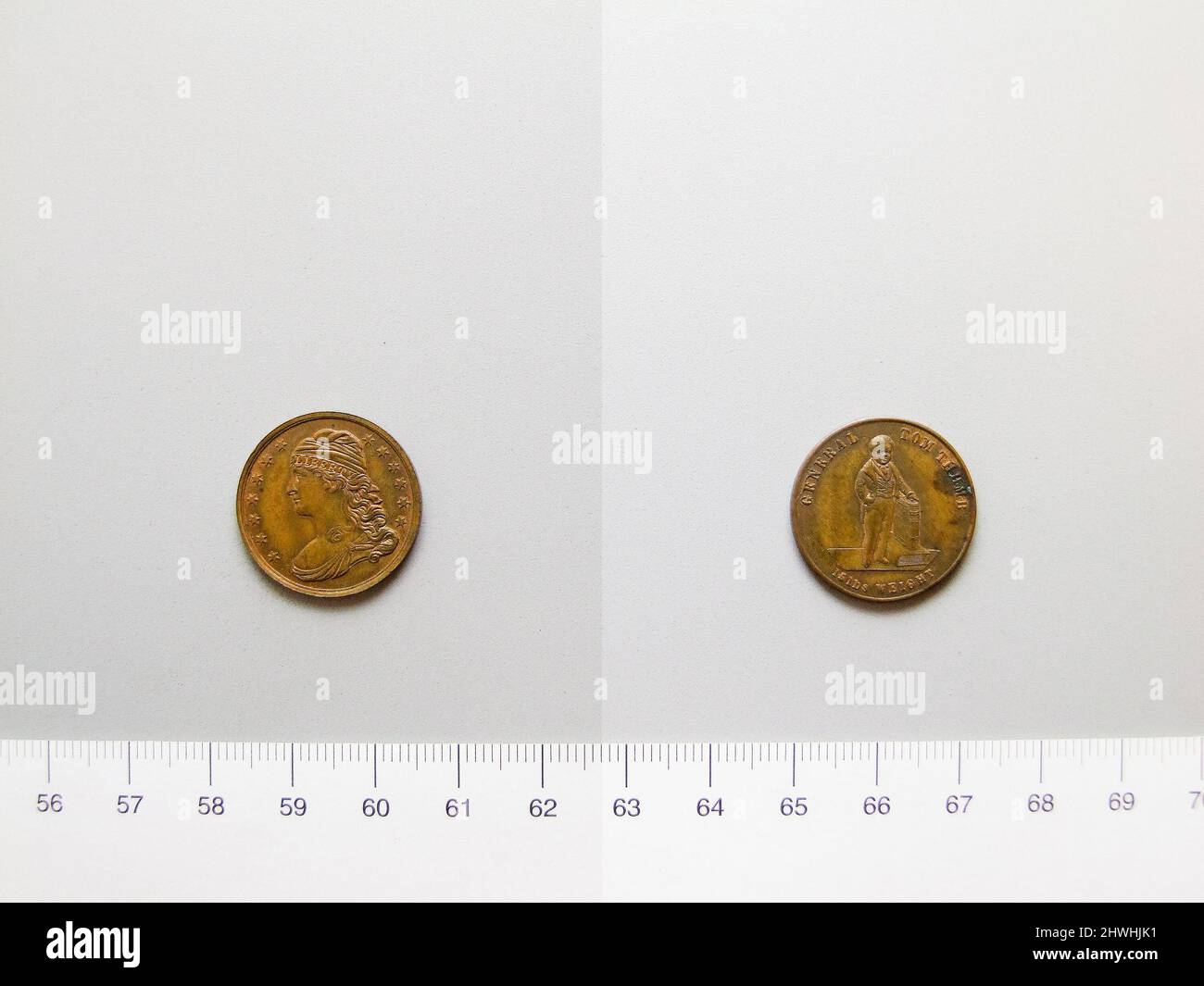 Token di Tom Thumb, P. T. Barnum Pubblicità. Oggetto: Tom Thumb Foto Stock