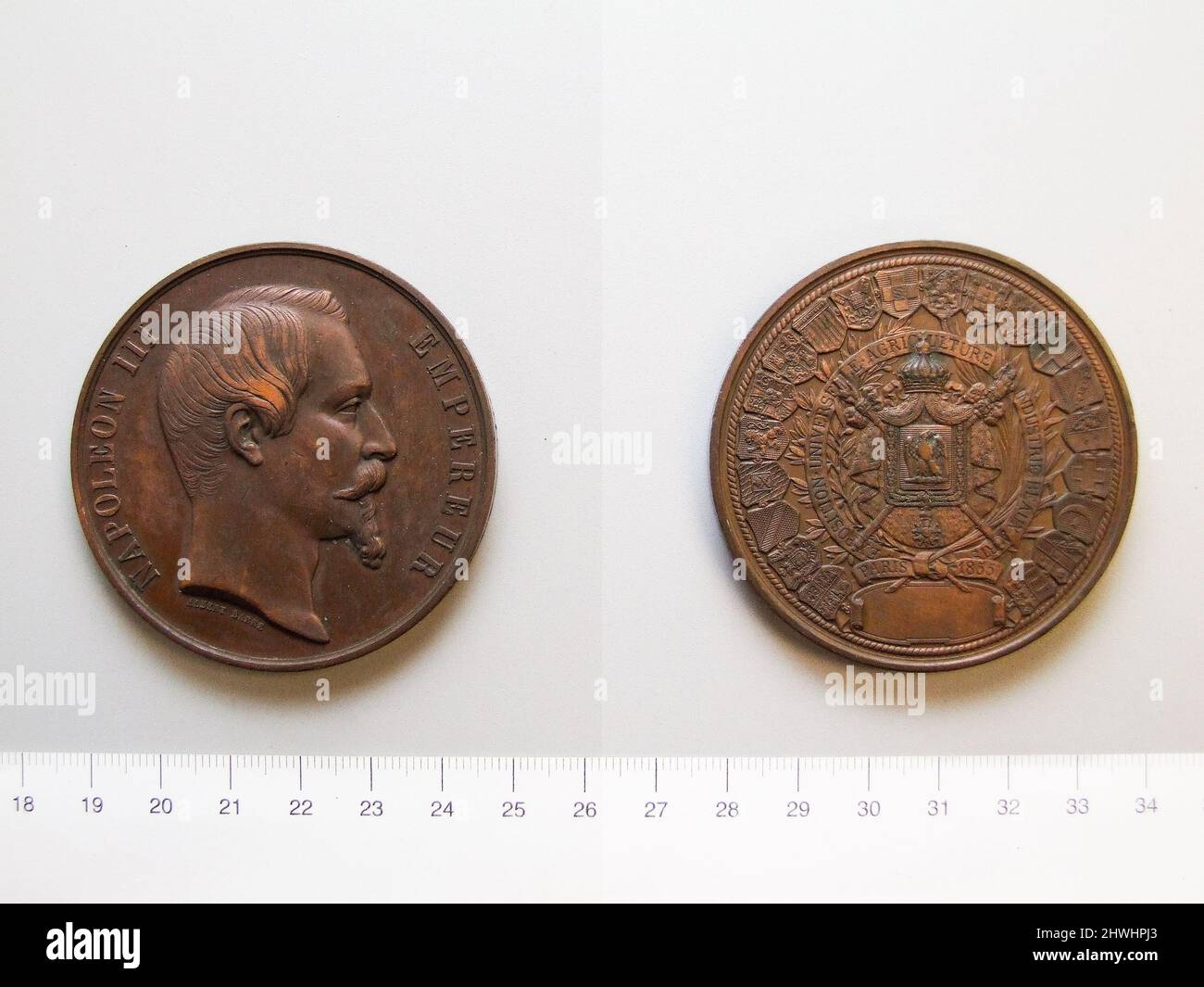 Medaglia di Napoleone III, esposizione, Parigi. Artista: Albert-Désiré barre, francese, 1818–1878 Foto Stock