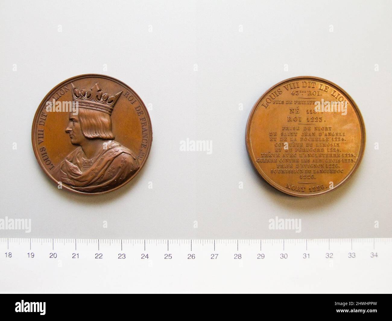 Medaglia di Luigi VIII Roi. Oggetto: Re Luigi VIII, 1223–1226Engraver: Armand Auguste Caqué, francese, 1793–1881 Foto Stock