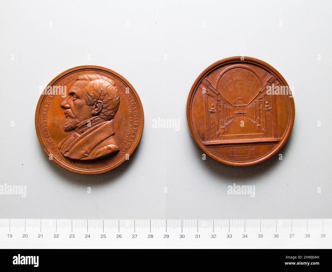 Medaglia di A. J. P. Cluysenaar, architetto. Artista: Laurent Joseph Hart, belga, 1810–1860 Foto Stock