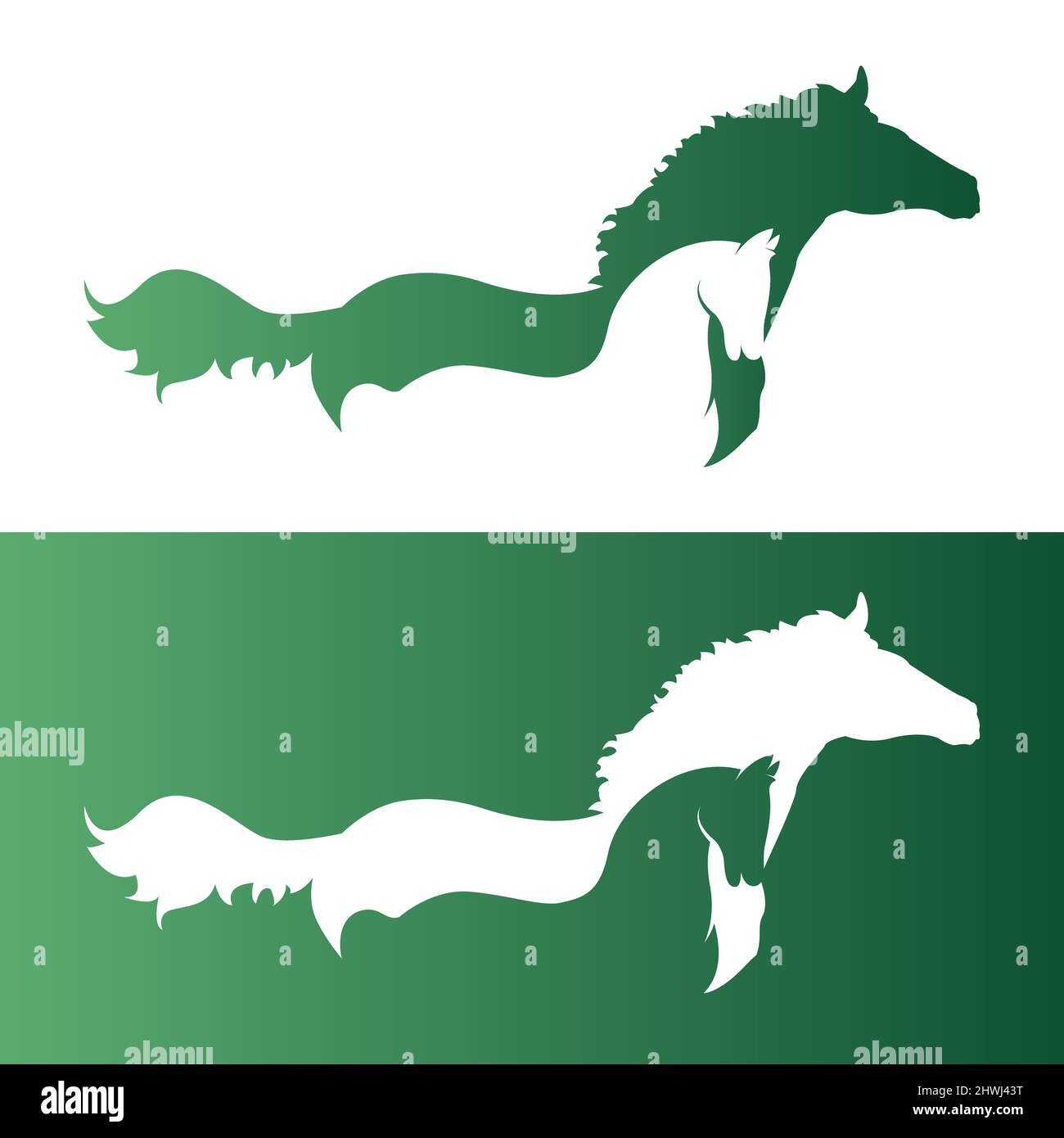 Immagine vettoriale di due cavalli. Illustrazione vettoriale a livelli facilmente modificabile. Illustrazione Vettoriale