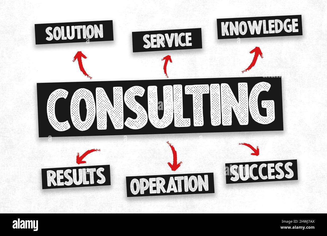 Consulenza - illustrazione concettuale scritta Foto Stock