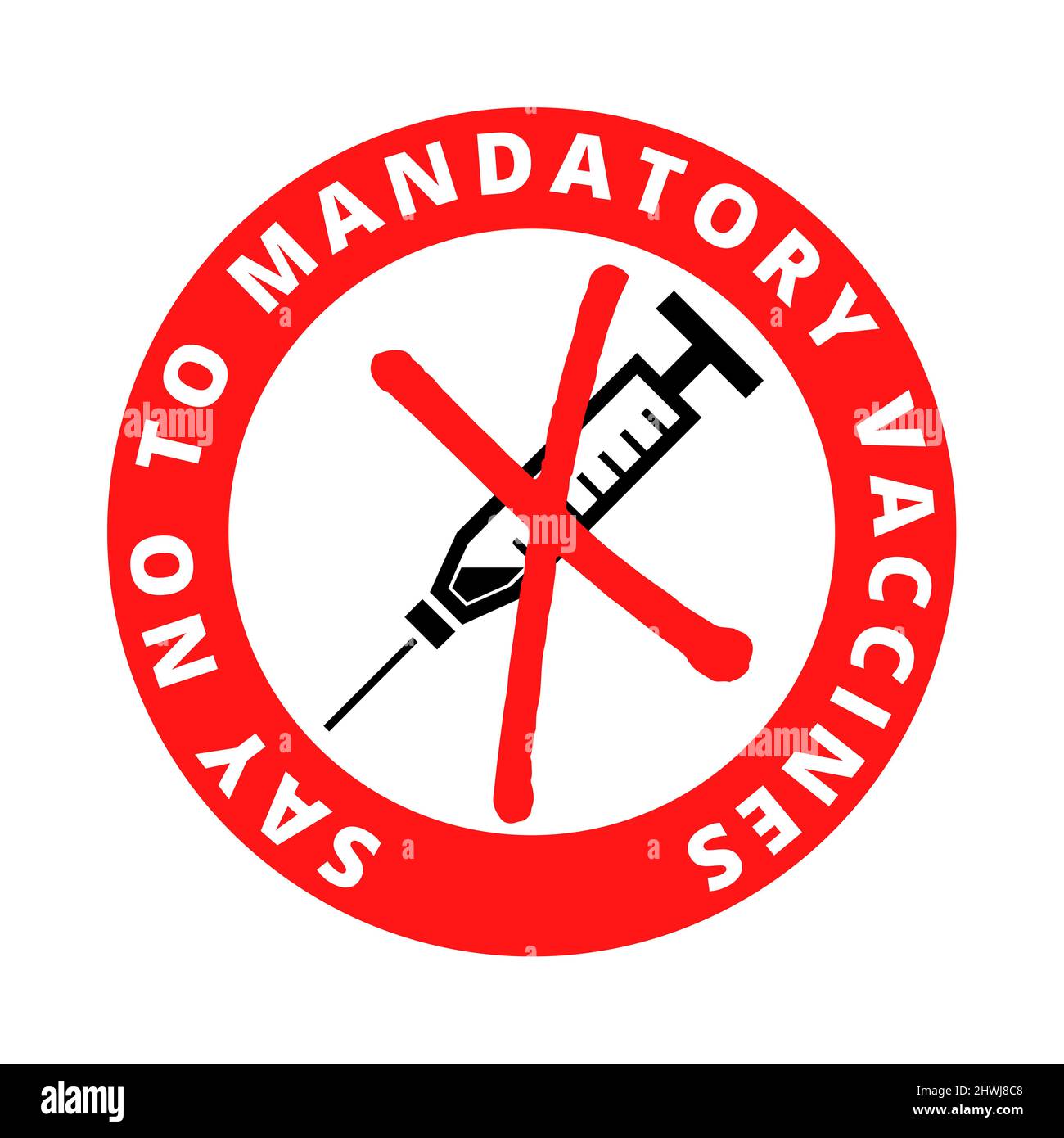 Pronunciare NO all'icona del simbolo dei vaccini obbligatori Foto Stock