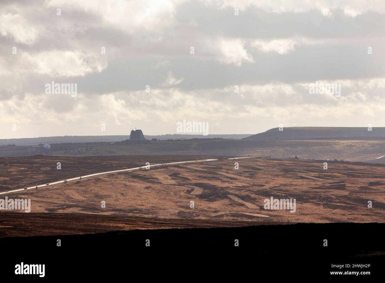 RAF Fylingdales, Solid state Phased Array Radar una stazione dell'aeronautica reale a Snod Hill nel North York Moors, Inghilterra Foto Stock