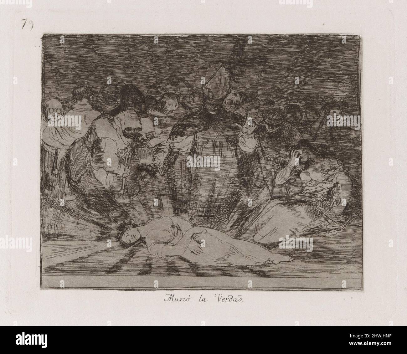 Murió la verdad (la verità è morta), piatto 79 da Los desastres de la Guerra (i disastri della guerra). Artista: Francisco Goya, spagnolo, 1746–1828 Foto Stock