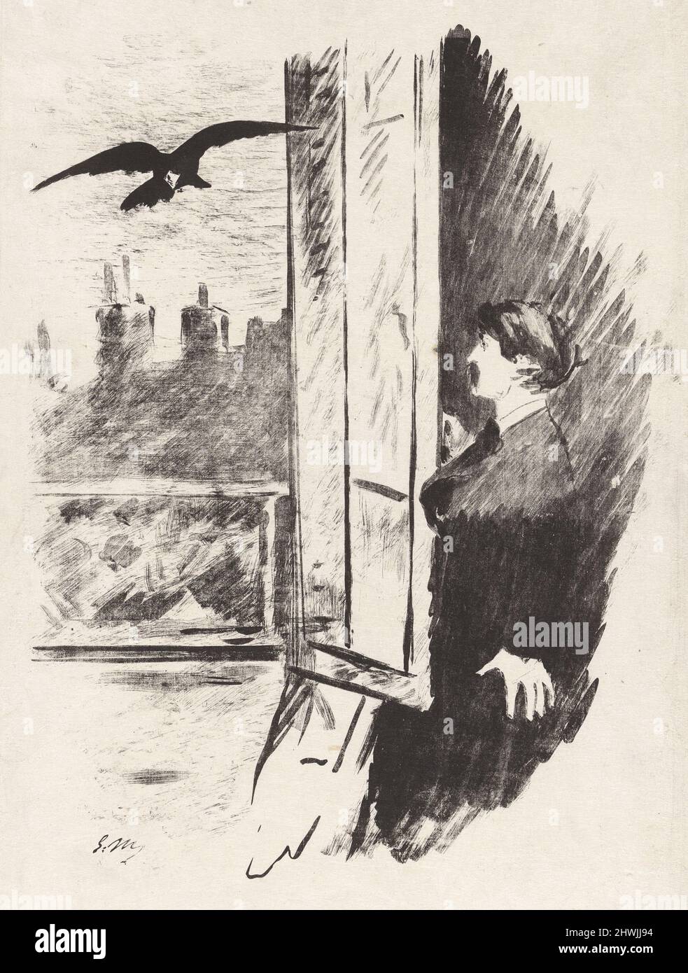 Alla finestra, dalla traduzione di Edgar Allan PoE del Raven da parte di Stéphane Mallarmé. Artista: Édouard Manet, francese, 1832–1883 Foto Stock