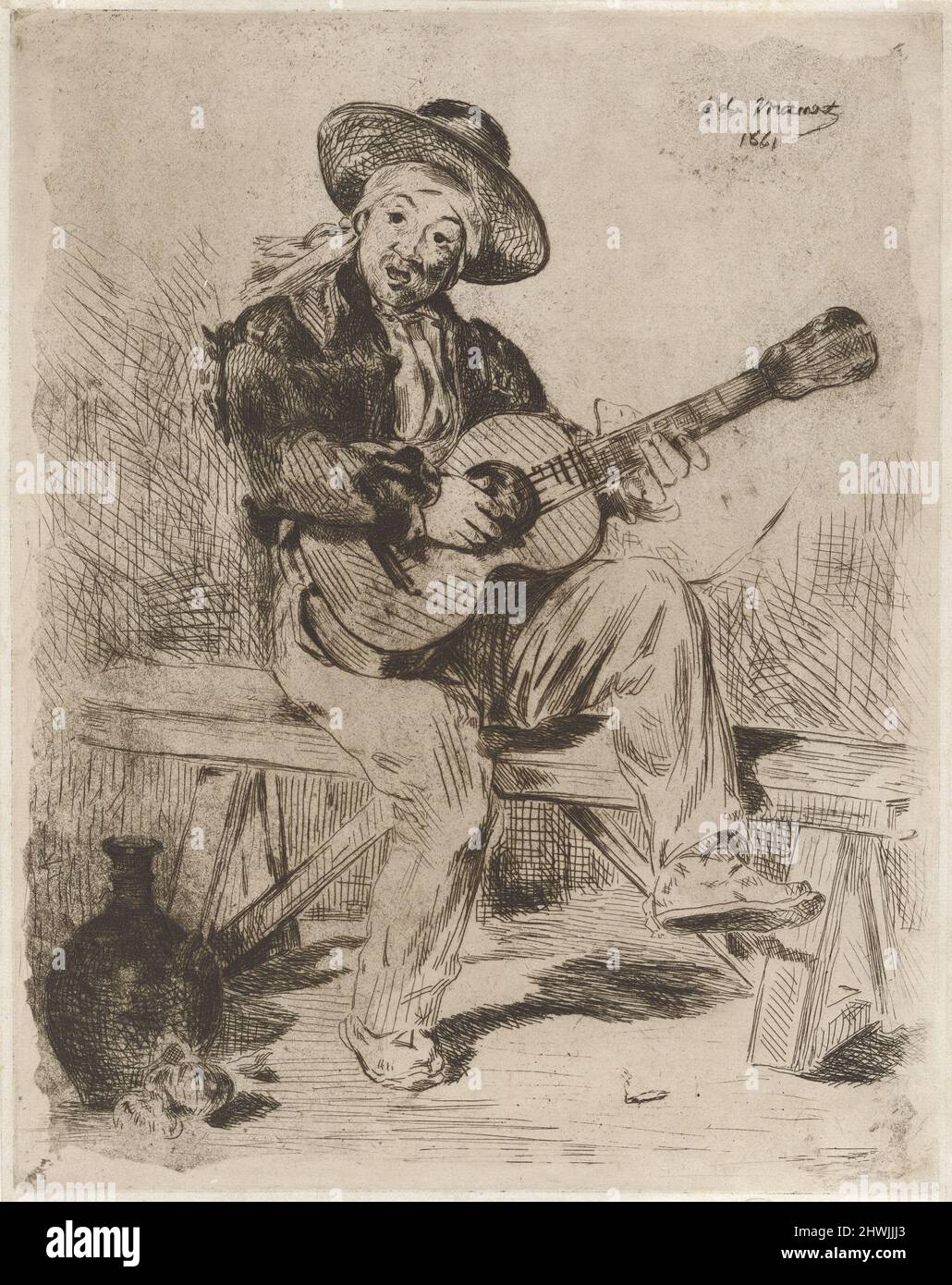 Le chanteur espagnol, o le guitarero (il cantante spagnolo, o il chitarrista). Artista: Édouard Manet, francese, 1832–1883 Foto Stock