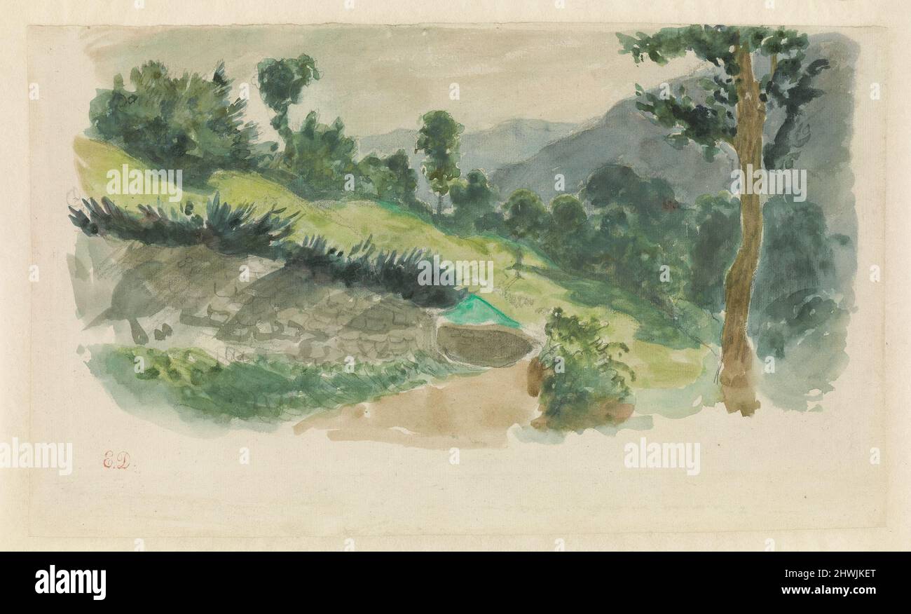 Sentiero sul lato di una montagna, Eaux-Bonnes, i Pirenei. Artista: Eugène Delacroix, francese, 1798–1863 Foto Stock