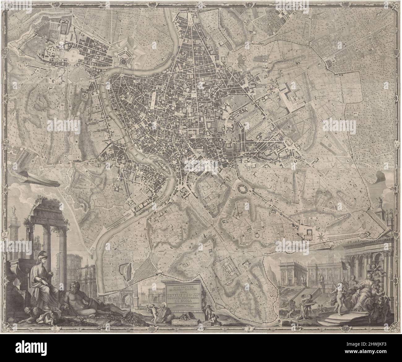 La pianta grande di Roma, dopo Giovanni Battista Nolli (italiano, 1701-1756) e Giovanni Paolo panini (italiano, 1691-1765), detto anche Mappa Nolli. Incisore: Pietro Campana, italiano, 1727–1779Engraver: Carlo Nolli, italiano, 1710–1785Engraver: Rocco pozzi, Italian, 1701–1774After: Giovanni Battista Nolli, Italian, 1701–1756After: Giovanni Paolo panini, Italian, Rome, 1691–1765 Foto Stock