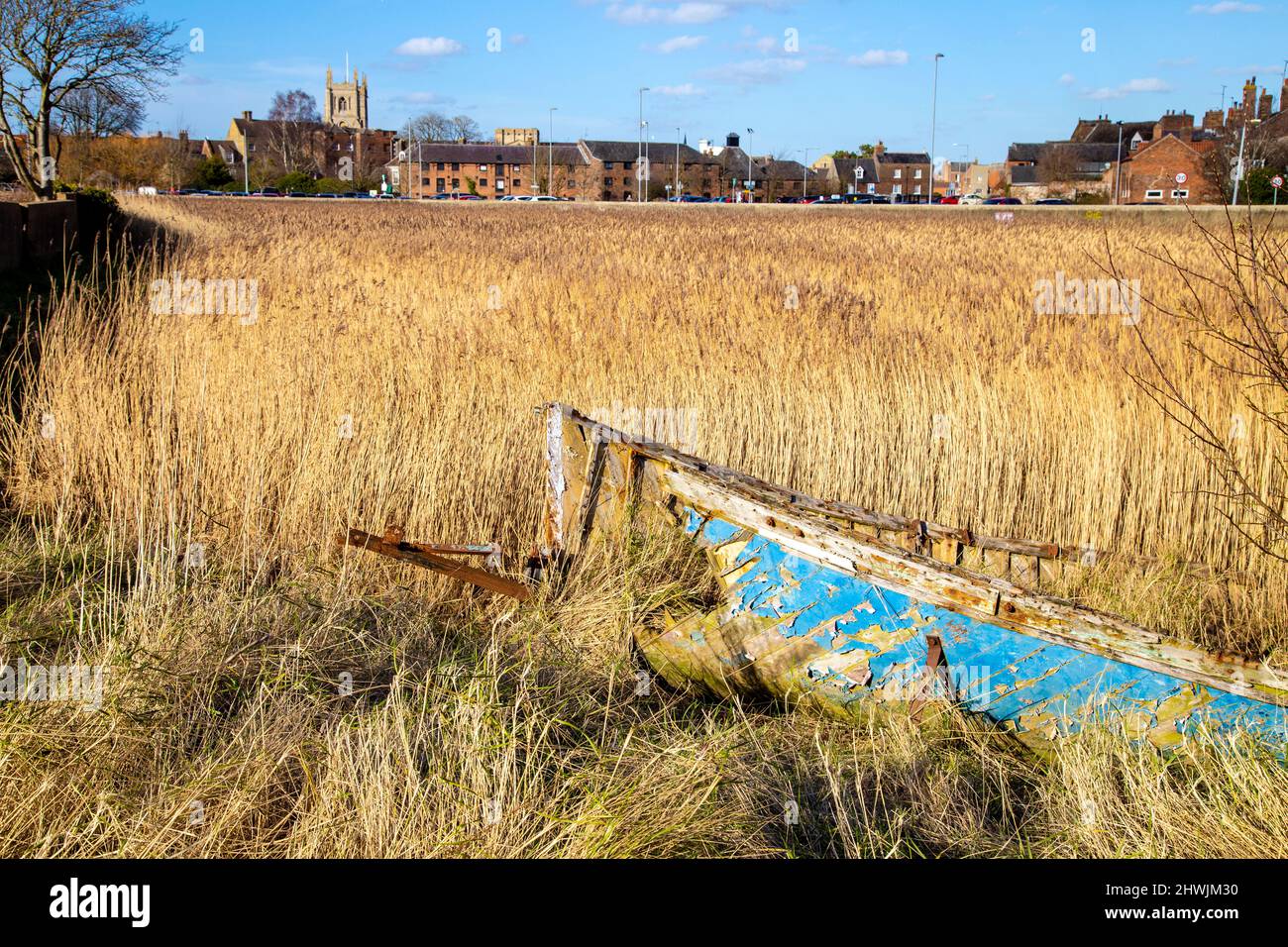 Nave abbandonata a Boal Quay, King's Lynn, Norfolk, Inghilterra, Regno Unito Foto Stock