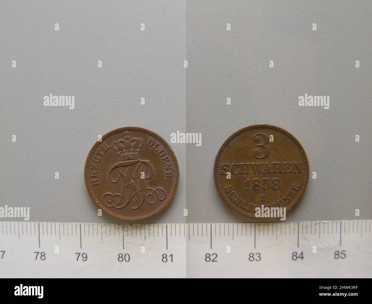 3 Schwaren di Nicolaus Friedrich Peter von Oldenburg da Hannover. Regolo: Nikolaus Friedrich Peter, Granduca di Oldenburg, 1827–1900 Mint: Hannover artista: Karl Theodor Wilhelm Brüel, tedesco, 1810–1885 Foto Stock