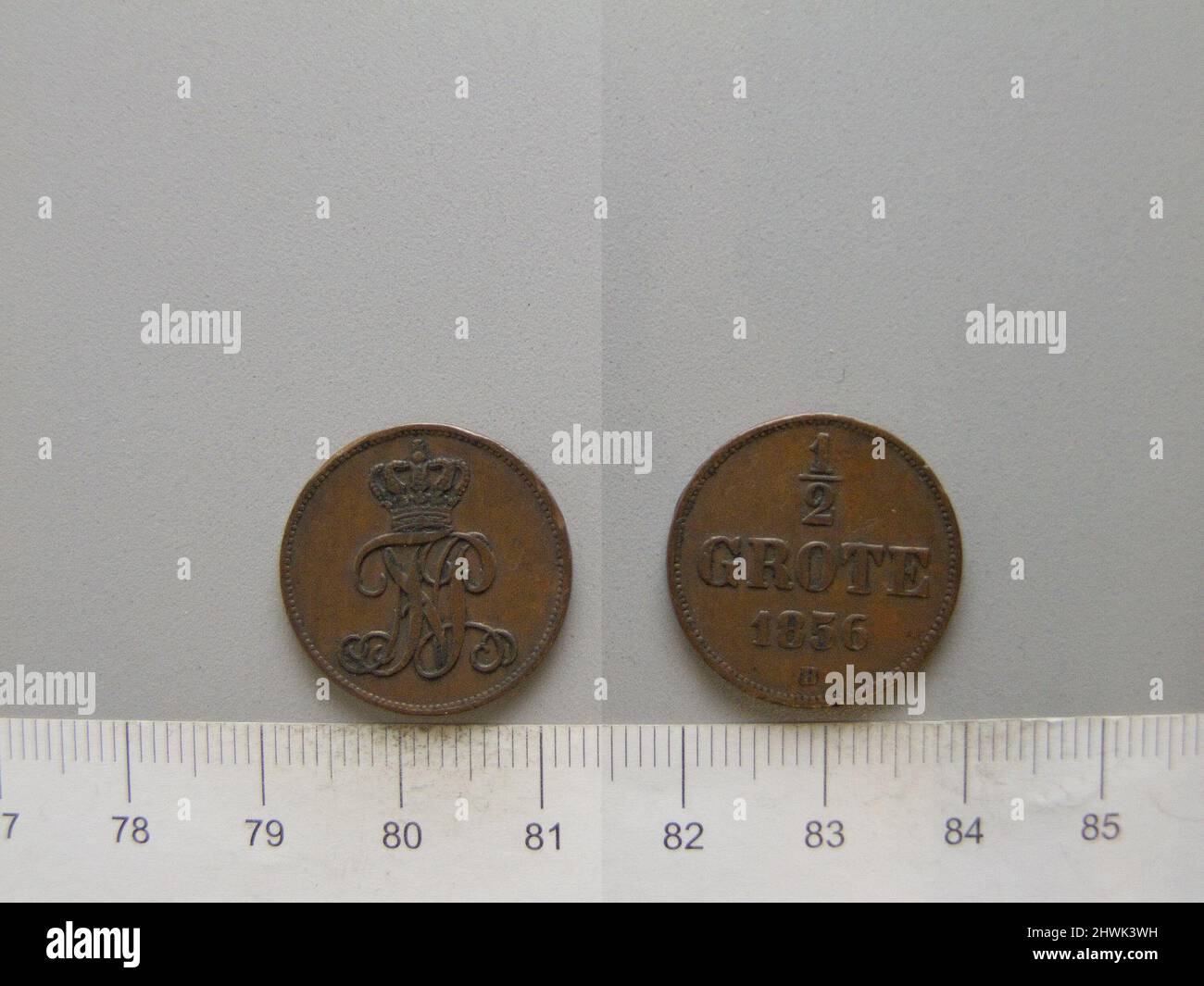 1/2 Groten di Nicolaus Friedrich Peter von Oldenburg da Hannover. Regolo: Nikolaus Friedrich Peter, Granduca di Oldenburg, 1827–1900 Mint: Hannover artista: Karl Theodor Wilhelm Brüel, tedesco, 1810–1885 Foto Stock