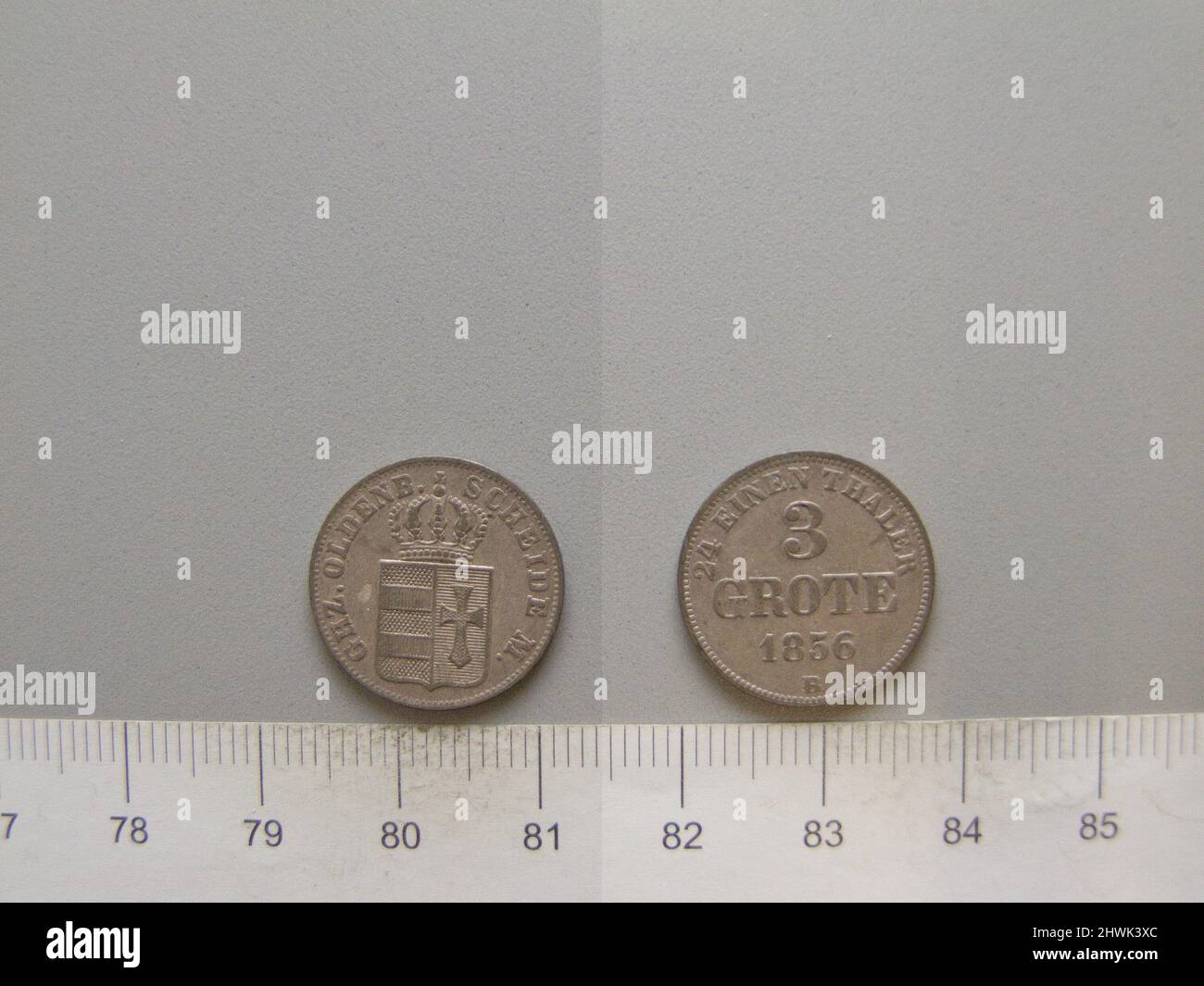 3 Groten di Nicolaus Friedrich Peter von Oldenburg da Hannover. Regolo: Nikolaus Friedrich Peter, Granduca di Oldenburg, 1827–1900 Mint: Hannover artista: Karl Theodor Wilhelm Brüel, tedesco, 1810–1885 Foto Stock